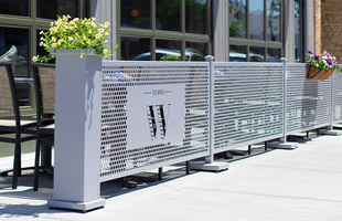 Removable Outdoor Dining Partitions from Selectspace Partitions.