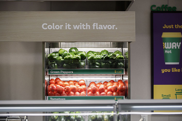 Subway fresh veggie display