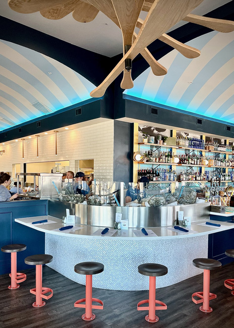 Shucking Good Hospitality opted to open two unique concepts in suburban Denver. Blue Island Oyster Bar offers an unusually elevated suburban experience. Image courtesy FAM Design