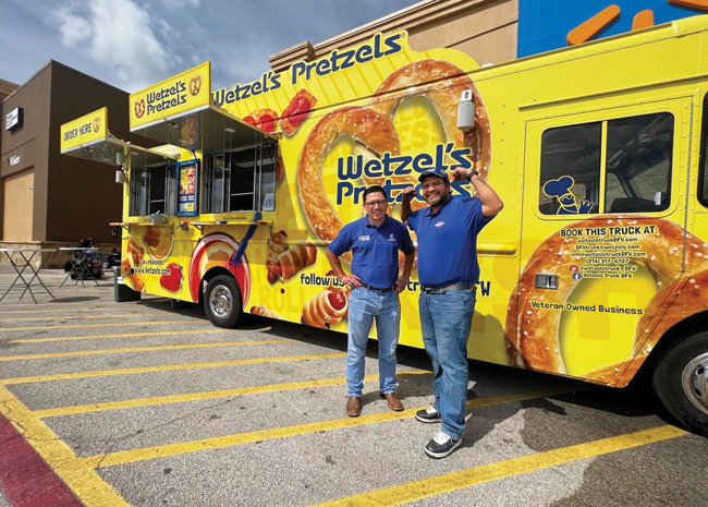 Wetzel’s Pretzels’ vibrantly colored franchised food trucks are like mobile billboards for the brand. Image courtesy of Wetzel's Pretzels