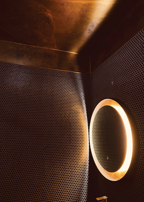 Paint was used on this ceiling to create a distinctive copper. Image courtesy of Samara Ash