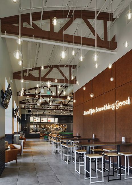 The Portland Shack Shack blends the interior and the exterior and fits in with the city’s architecture.