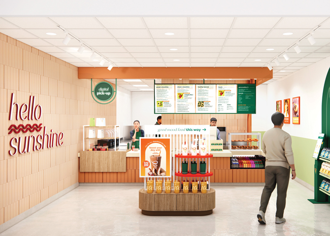Jamba’s Hello Sunshine prototype brings in vibrant orange and is designed for a frictionless customer experience.
