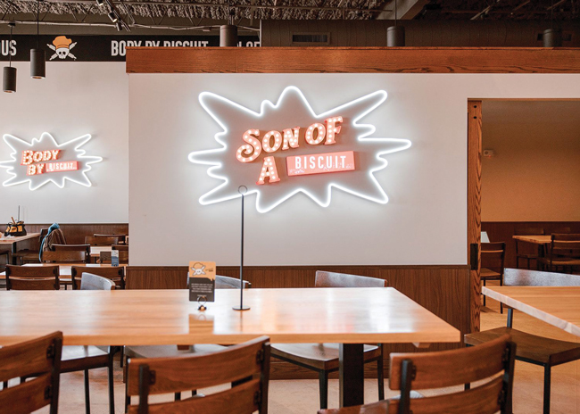 While Vicious Biscuit’s design is intended to be edgy, it’s also meant to feel homey, too.