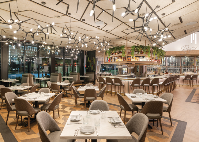 The lounge helps separate the lively bar area from the calmer dining room.