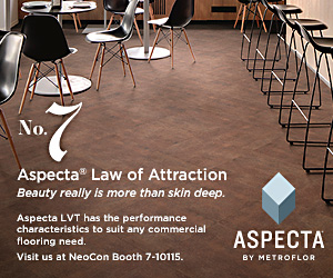 Aspecta by Metroflor. Number seven Aspecta Law of Attraction. Beauty really is more than skin deep. Aspecta LVT has the performance characteristics to meet any commercial flooring need. Visit us at NEOCON Booth 7-10115.