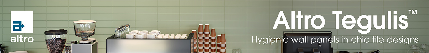 Altro Tegulis. Hygenic wall panels in chic tile designs. Find out more.