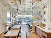 better buzz view to front entry w coffee condiment counter