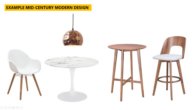 Restaurant Furniture Plus mid-century modern design